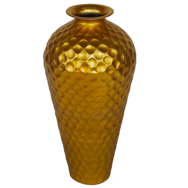 Decorative Modern Gold Metal Honeycomb Design Floor Flower Vase For Entryway, Living Room